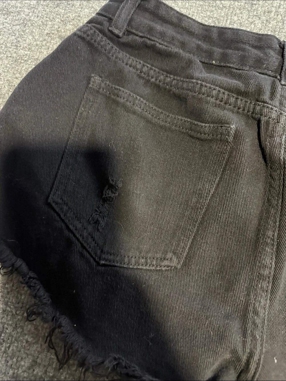 High-Rise Black Distressed Denim Shorts